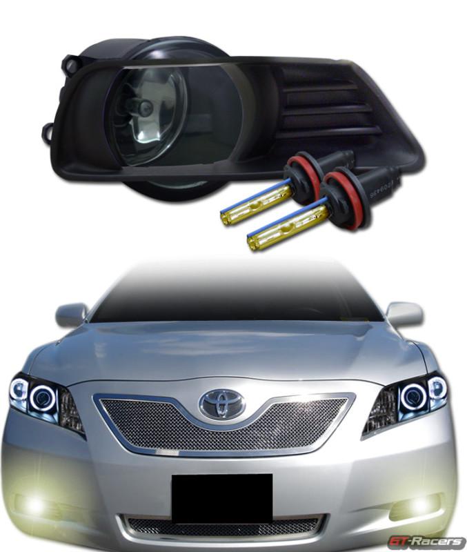 3k hid xenon w/ sport smoke tint front bumper fog lights+switch 07+ toyota camry