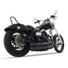 Rinehart 2-into-2 drag pipes flush black w/ chrome end caps for '06-'12 dyna