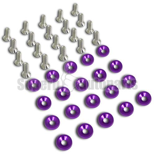 20 pc aluminum fender flat dress up screw bolt bumper washer kit purple