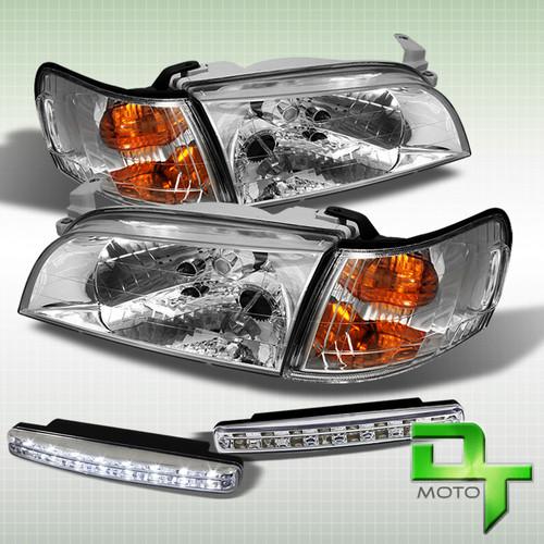 Drl led bumper fog + 93-97 corolla chrome crystal headlights+corner signal lamps