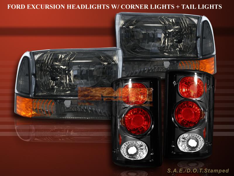 2000-2004 ford excursion smoke headlights + corner lights+ black tail lights