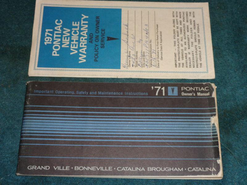 1971 pontiac catalina / bonneville / grand ville  owner's manual set / original!