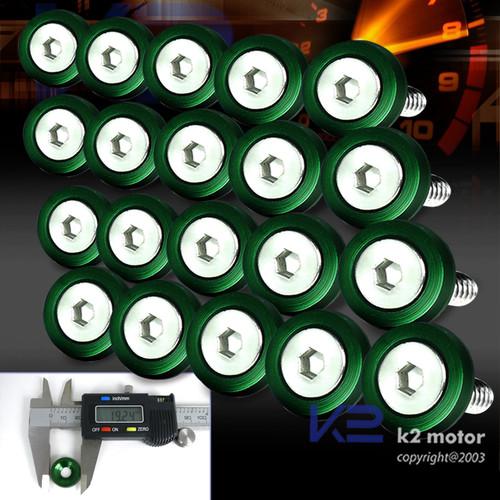 Green 20 pc aluminum fender bumper washer bolt screw engine bay dress kit