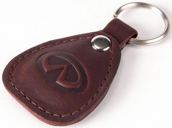 New leather brown keychain car logo infiniti auto emblem keyring