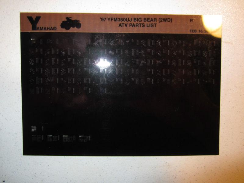 1997 yamaha atv yfm350uj big bear 2wd microfiche parts list catalog yfm 350 uj