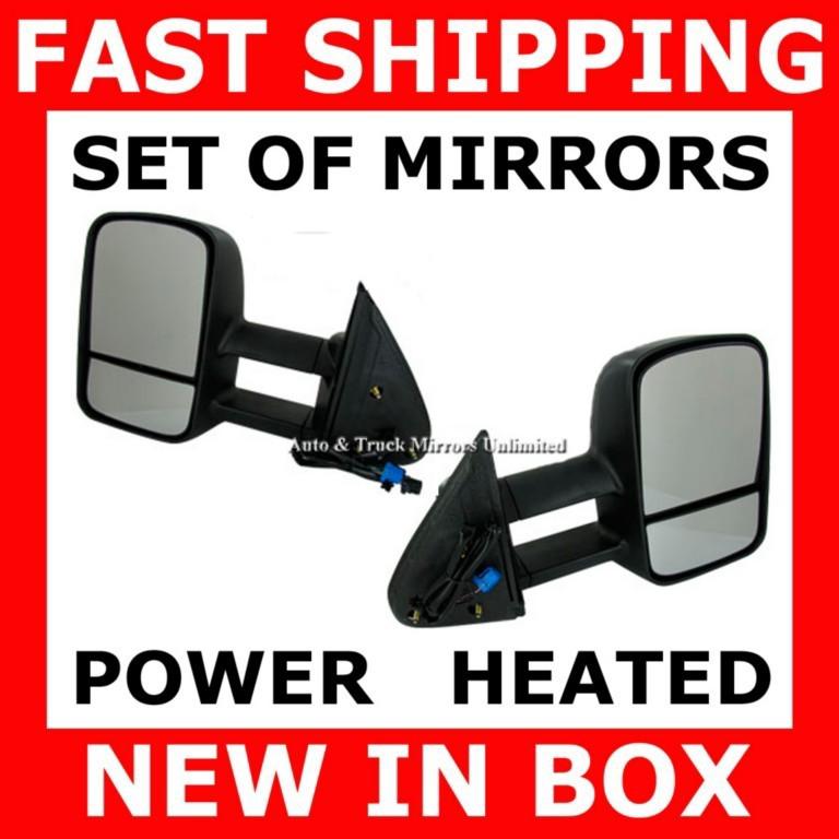 Mirror 03-06 chevy silverado gmc pickup truck power heated tow towing set pair