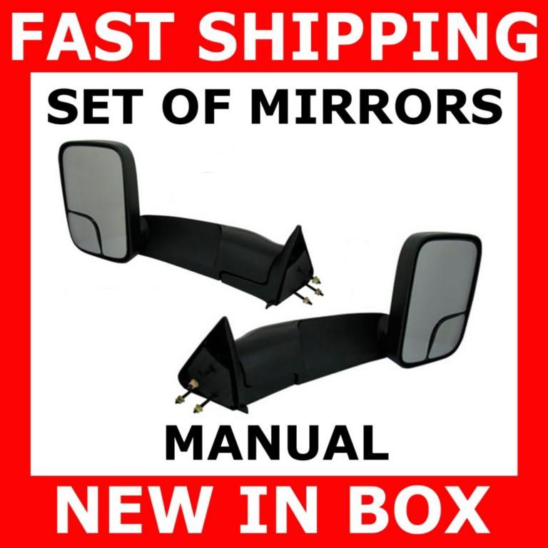 New mirror 94-01 dodge ram pickup truck manual towing tow set pair