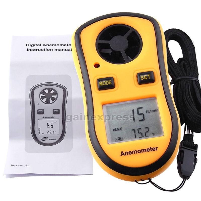 Digital pocket anemometer air wind speed meter thermometer bargraph °c / °f