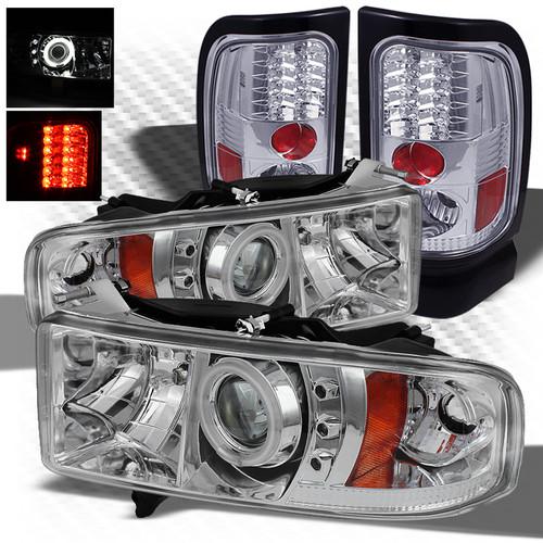 99-01 ram 1500 sport ccfl projector headlights + philips-led perform tail lights