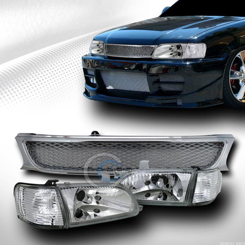 Chrome head lights+signal corner lamps w/front grill grille 95-97 toyota tercel