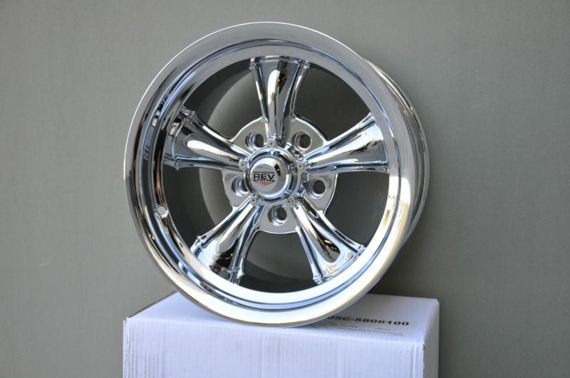 15" chrome rev classic 105 wheels 5x4.75 chevy pontiac chevelle camaro staggere 