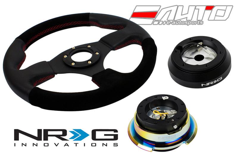 Nrg 320mm race suede leather steering wheel red st 160h hub 2.8 bkmc neo release