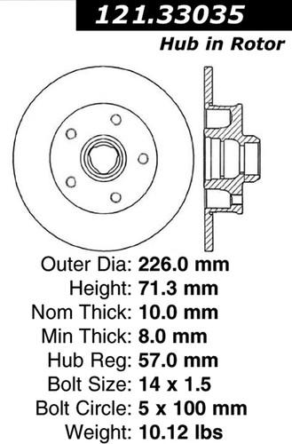 Centric 121.33035 rear brake rotor/disc-c-tek standard rotor-preferred