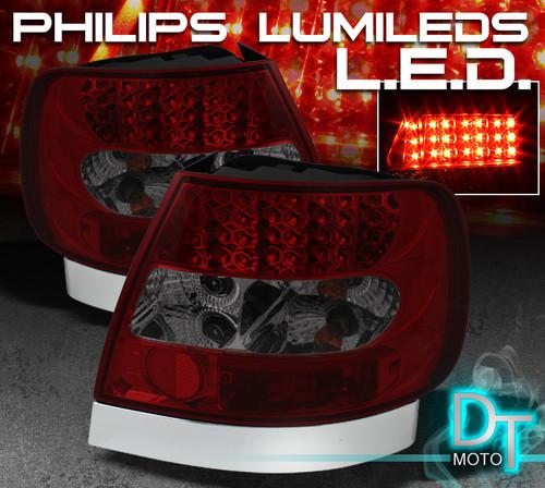 96-01 audi a4 s4 red smoked philips-led perform tail brake lights left+right