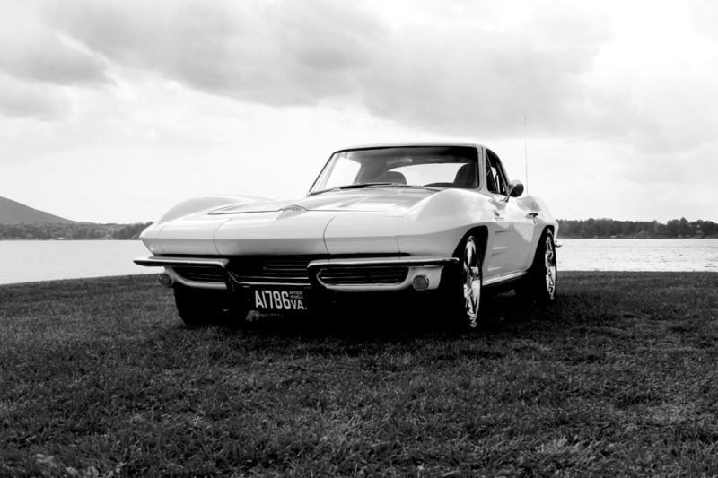 Chevy corvette classic c2 hd poster muscle car b&w print multiple sizes