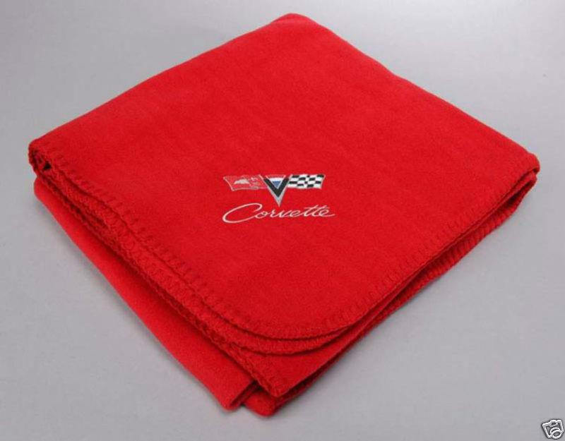 1963-1967 corvette c2 red fleece blanket - new!