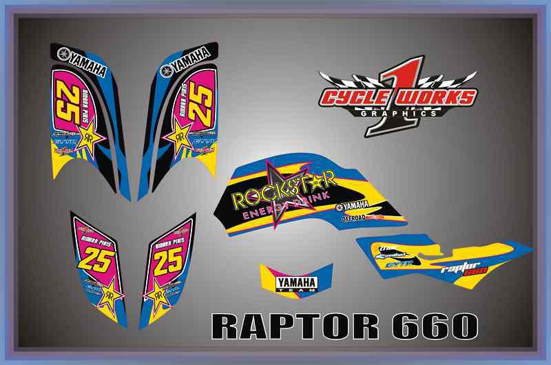 Yamaha raptor 660r custom  graphics kit decal set 660 