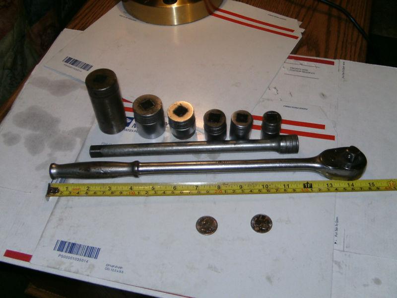 Snap-on ratchet long 71-15 sockets lot bundel extershion