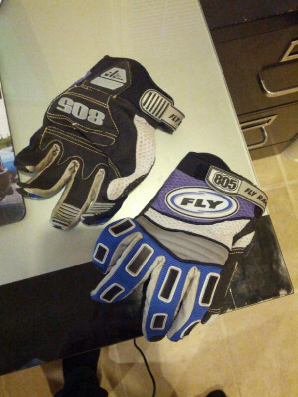 Fly motocross riding gloves blue black gray small/medium