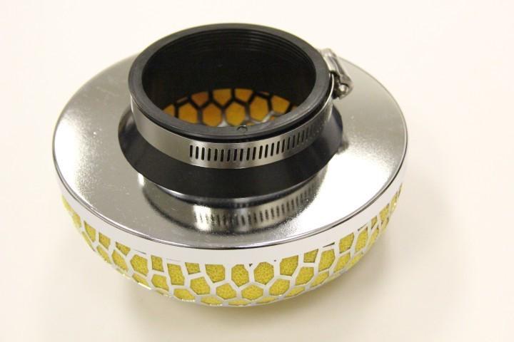 Yellow 3" universal chrome mesh short ram/ cold intake turbo mushroom air filter