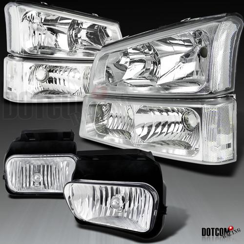 03-06 chevy silverado crystal headlights w/bumper lamps+driving fog lights