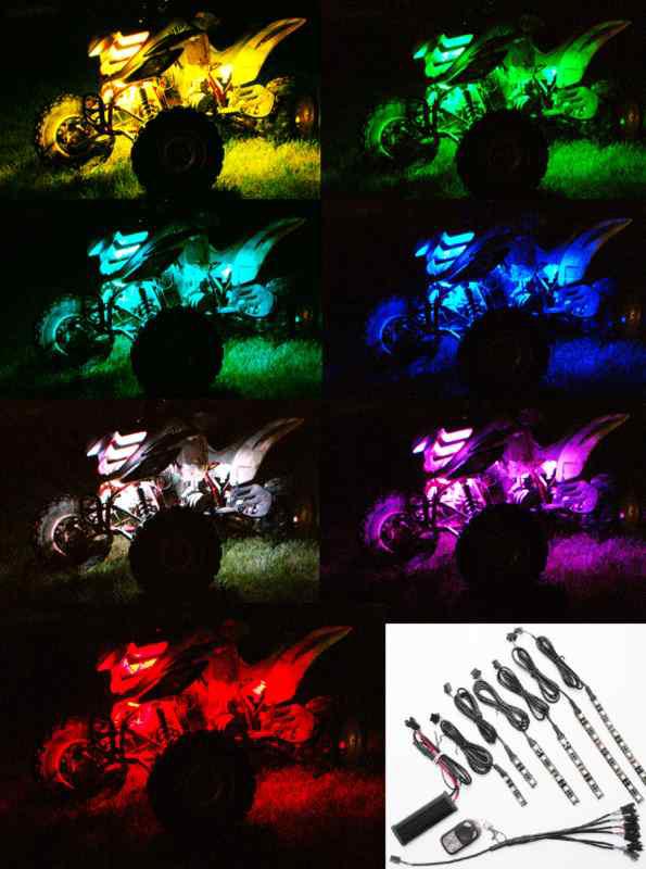 Motorcycle led kit 15 solid color stobe flash fade pulse 6 pc wireless remote