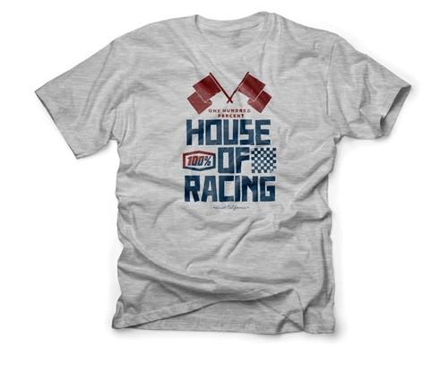 100% house mens t-shirt heather gray/blue