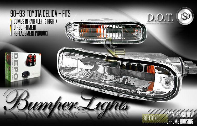 Depo pair euro style chrome turn signal bumper lights 90-93 91 92 toyota celica