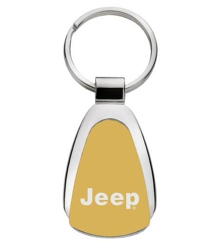 Jeep gold gold tear drop metal key chain ring tag key fob logo lanyard