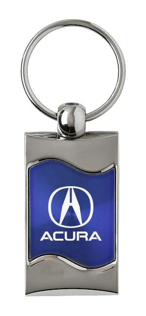 Acura blue rectangular wave metal key chain ring tag key fob logo lanyard