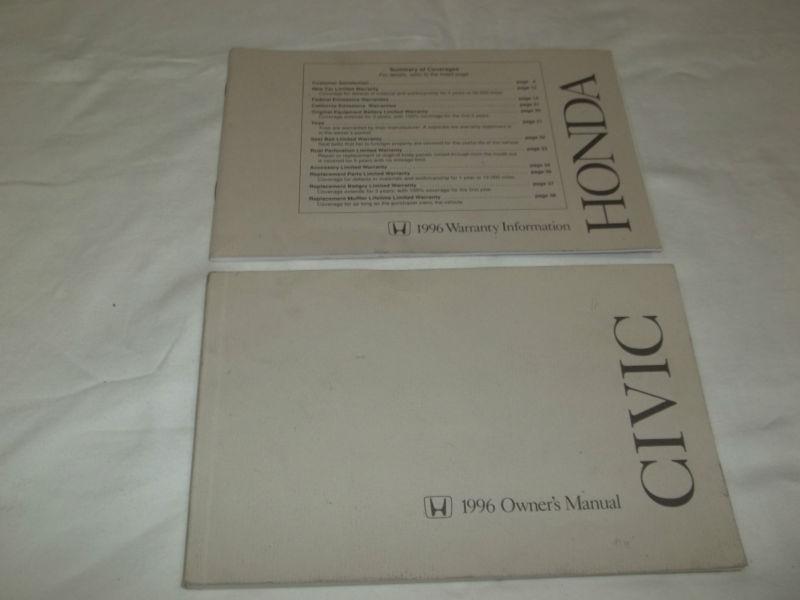 1996 honda civic sedan owner's manual & warranty information booklet. free s/h