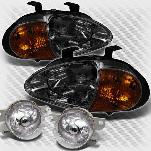 Smoked 93-97 honda del sol 2in1 amber headlights+fog lights lamp head light set