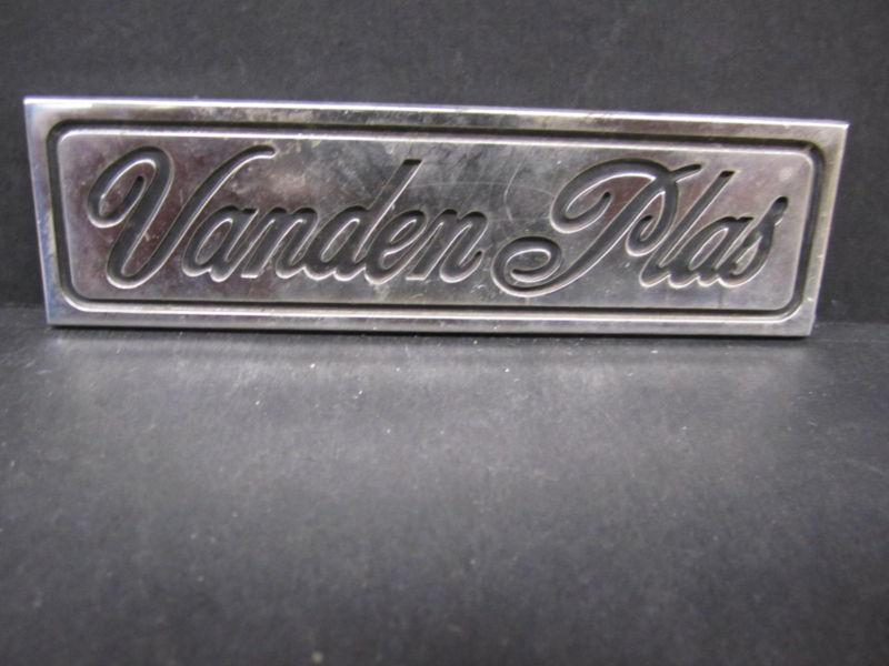 Jaguar vanden plas emblem ornament brushed chrome oe         " vanden plas "