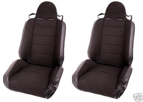 13406.15(x2 rugged ridge rrc black reclining race seats pair jeep cj yj tj 76-02