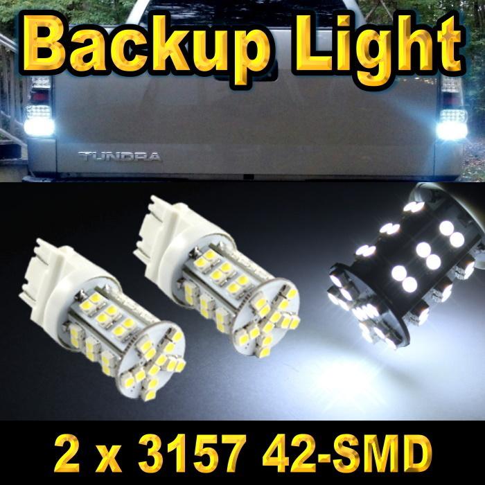 2x 3157 super bright white 42-smd led back up reverse light bulbs 3055 3057 3156