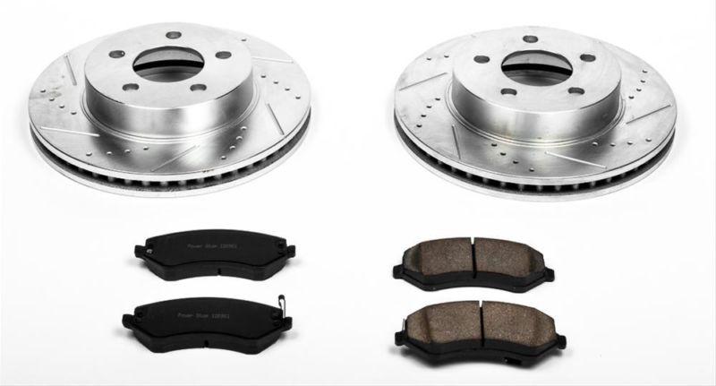 Power stop brake rotors/pads cross-drilled/slotted front jeep kit