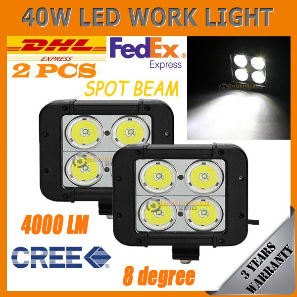 2x 40w 8 degree  cree led work lamp light truck driving offroad spot beam car