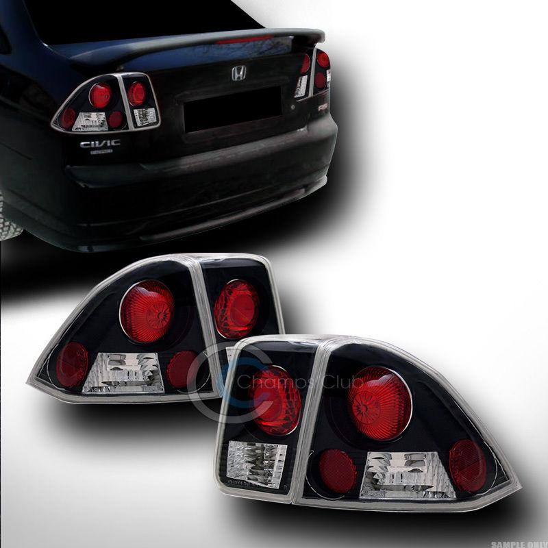 Jdm black clear altezza tail lights rear brake lamps 01 02-04 honda civic 4d 4dr