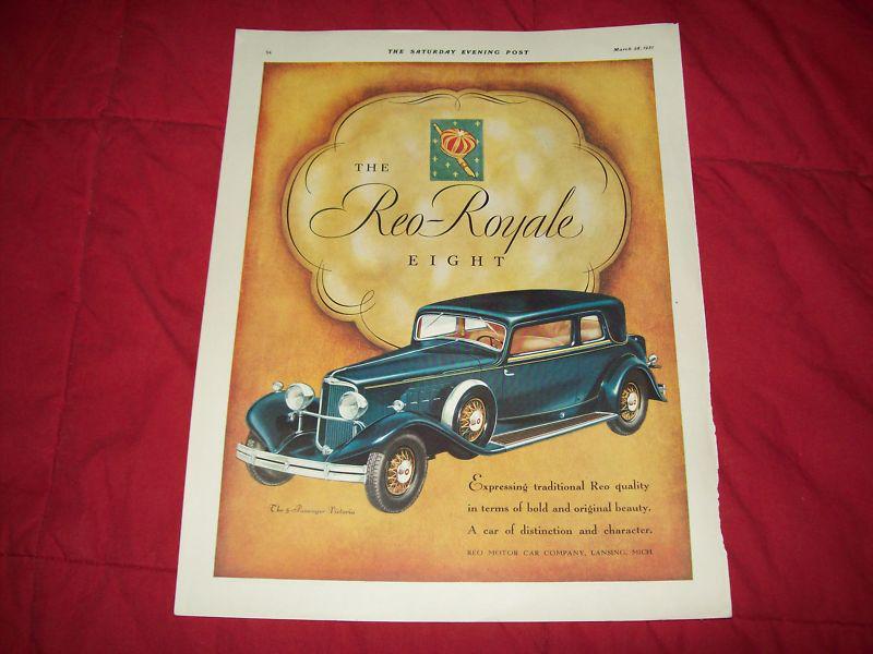 1931 reo car ad- royal eight- blue