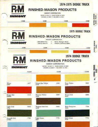 1974 and 1975 dodge truck and van paint chips (r-m)