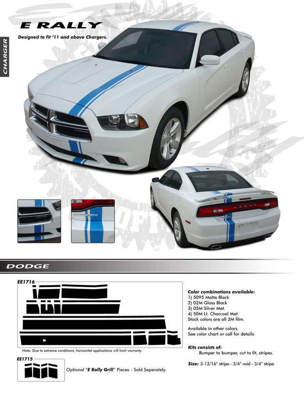 Dodge charger e rally 3m vinyl graphics decals stripes emblems trim kit 2011+