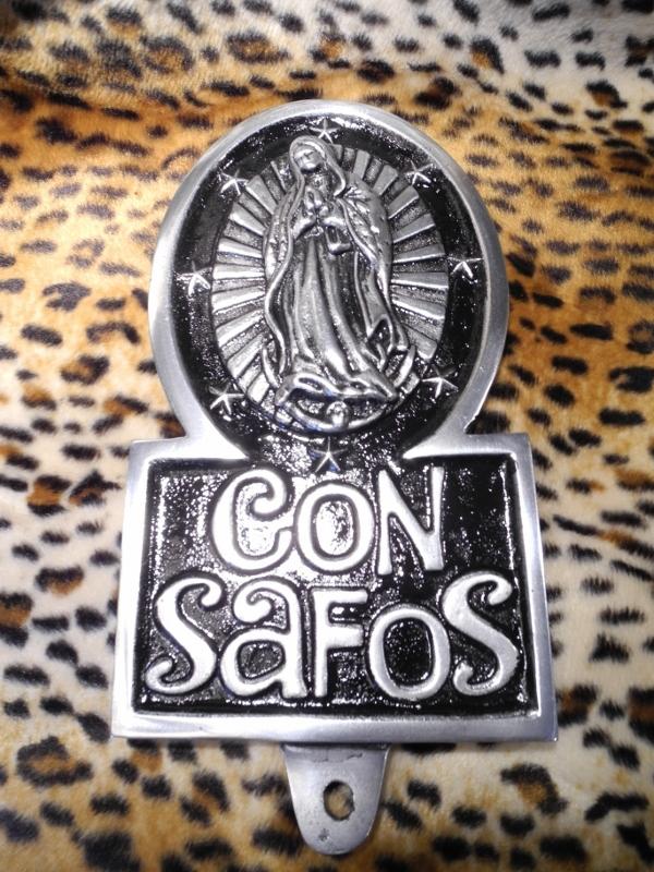 Con safos license plate topper mexicanos car club plaque lowrider chicano pride