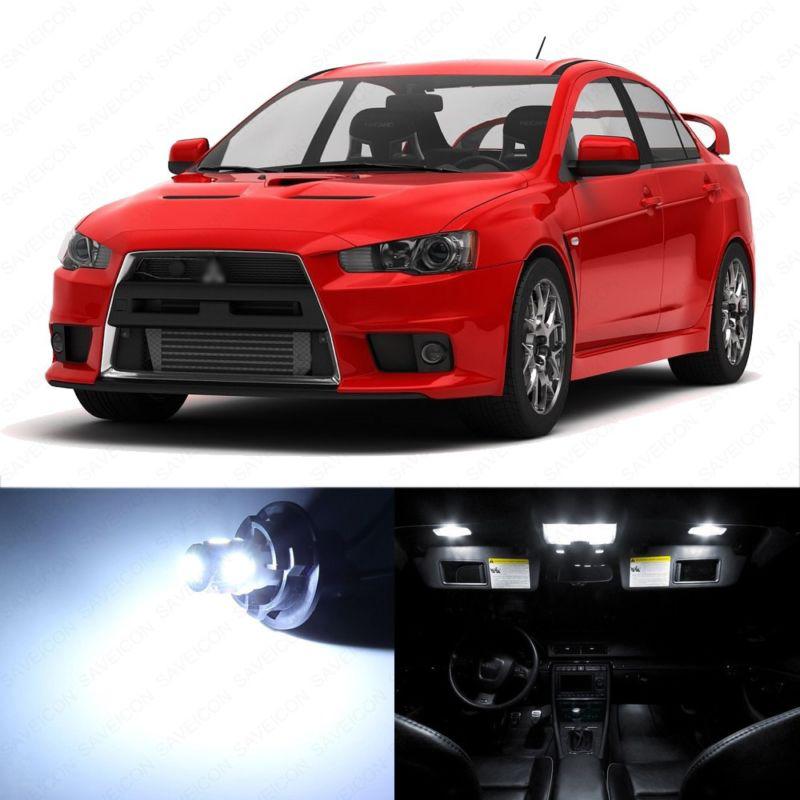 6 x white led interior lights package for 2008-2013  lancer evolution evo x 10 -