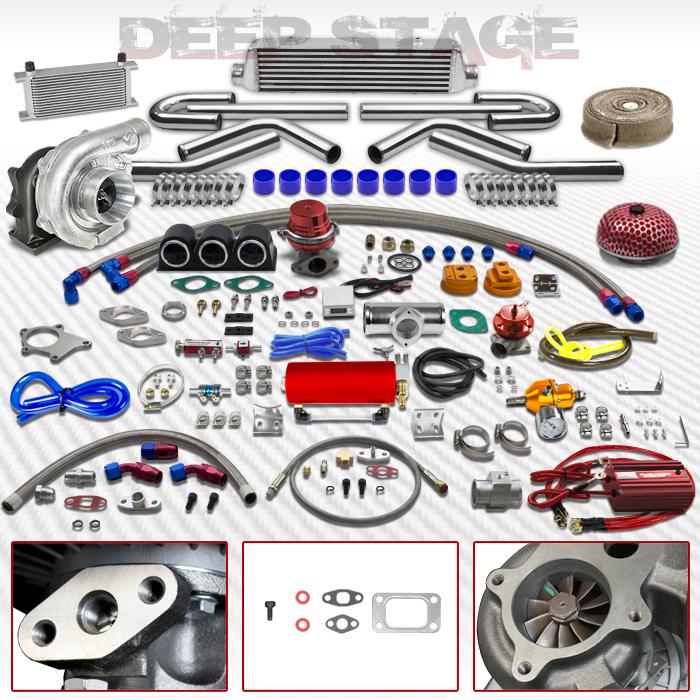 T04e t3t4 24pc turbo kit w/intercooler+blow off valve+wastegate+boost controller