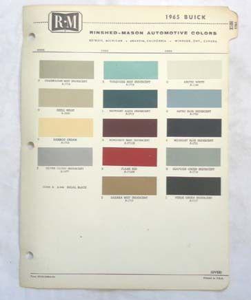 1965 Buick Riviera Color Chart