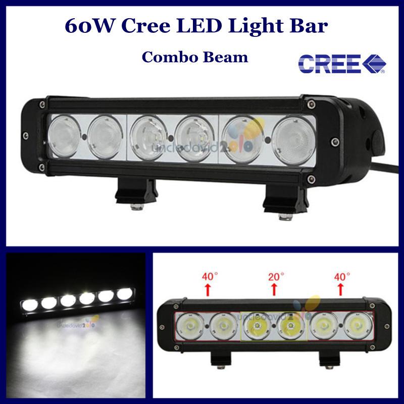 60w 11" cree led work driving light bar combo beam lamp offroad 4wd atv suv 4x4