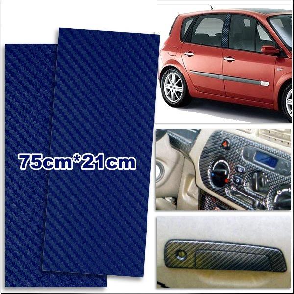 3d texture blue carbon  pvc sheet sticker decal stickers x 2pieces 75cm x 21cm