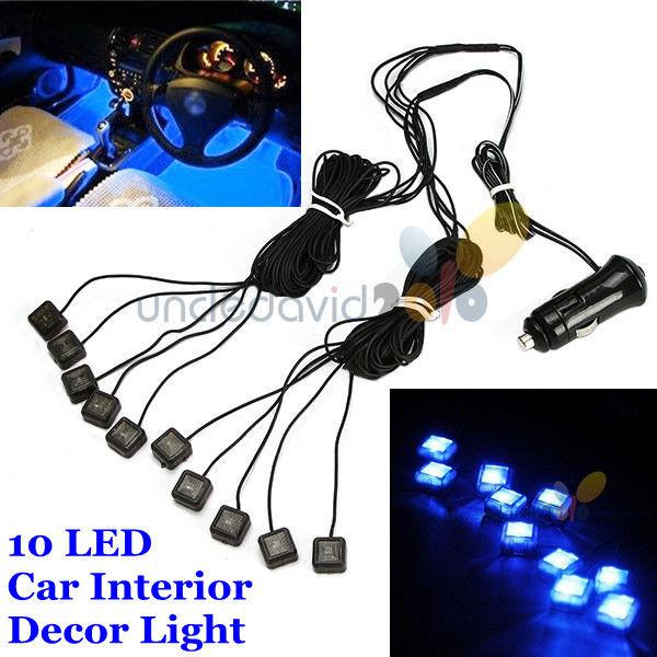 10 blue led glow light car vehicle interior decoration footwell lamp dc12v