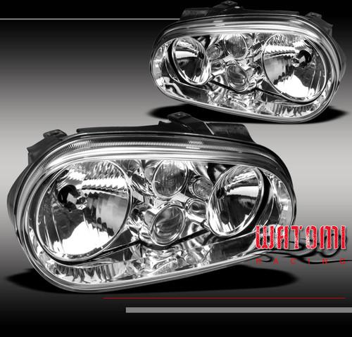 99-06 vw golf gti mk4/04 r32 crystal head lights lamp chrome built-in fog signal