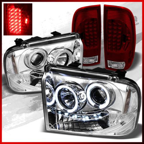 05-07 ford f250/350 dual ccfl halo led projector headlights+led tail lights set